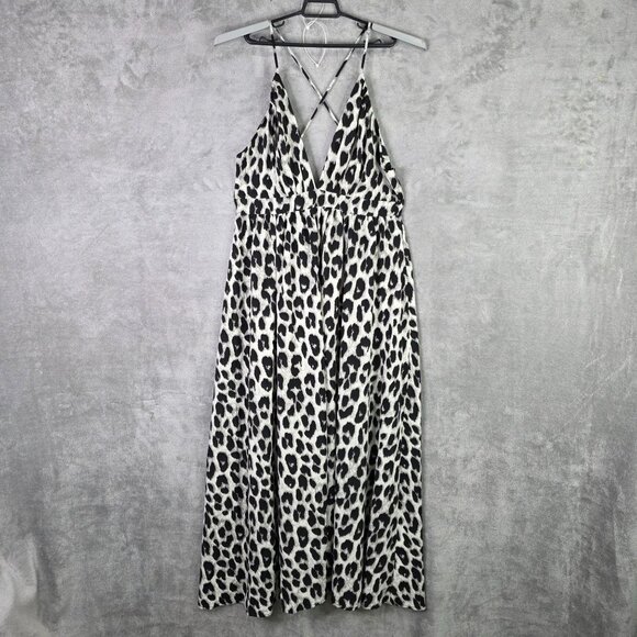 Womens Shein Curve Black & White Leopard Print Maxi Dress Crossback Size XXL - Picture 2 of 9